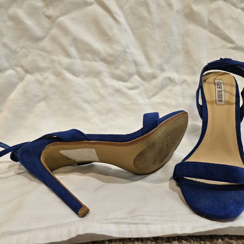 Cape Robbin Blue Heels with Ankle Strap and Open Toe